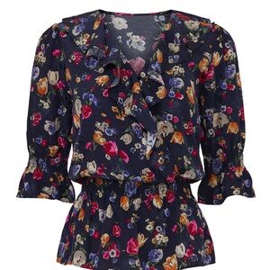 Lauren Ralph Lauren Navy Multi Floral Top Size  Small